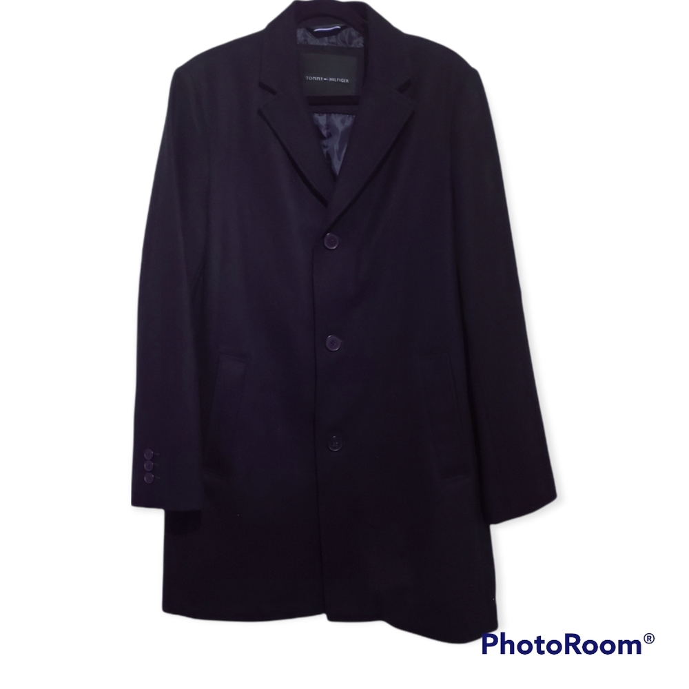 Tommy Hilfiger navy wool-blend coat